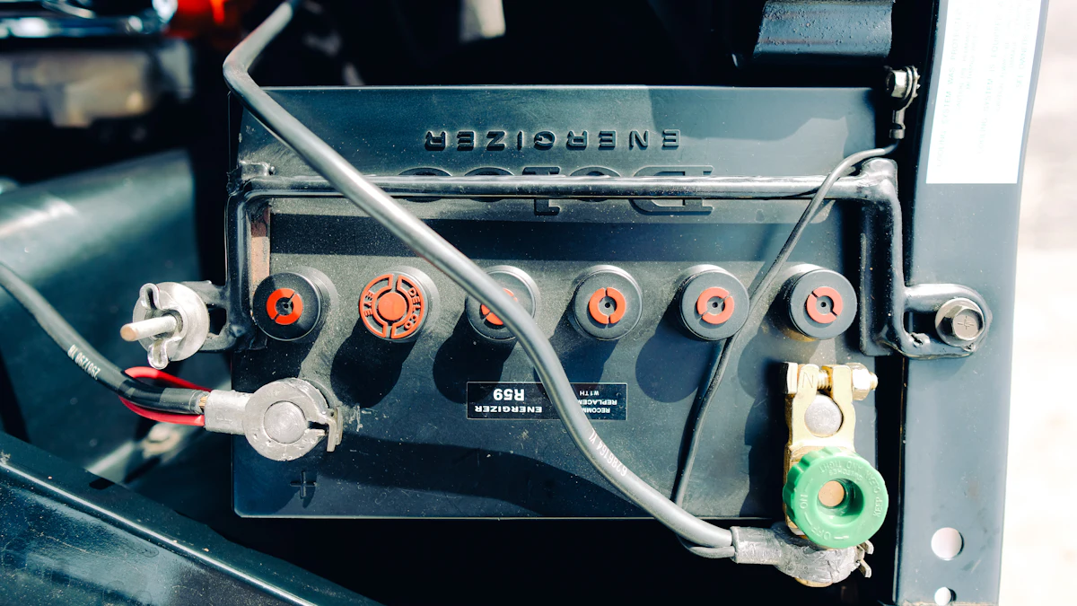 Batería de coche con cables conectados